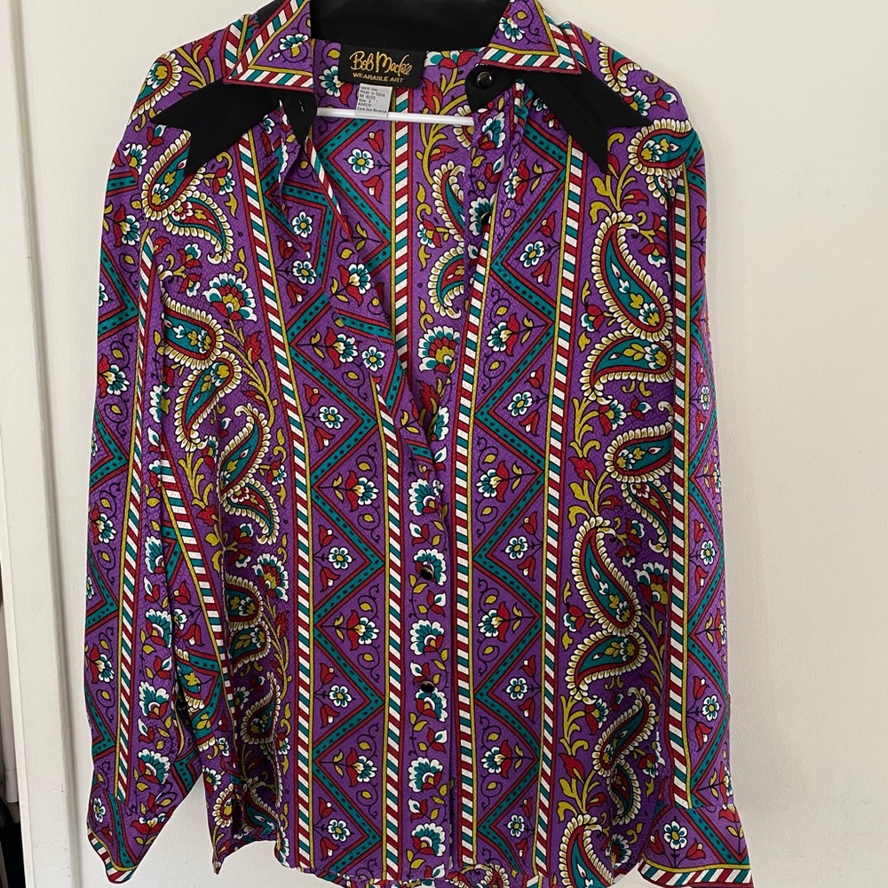 Bob Mackie Silk Patterned Blouse